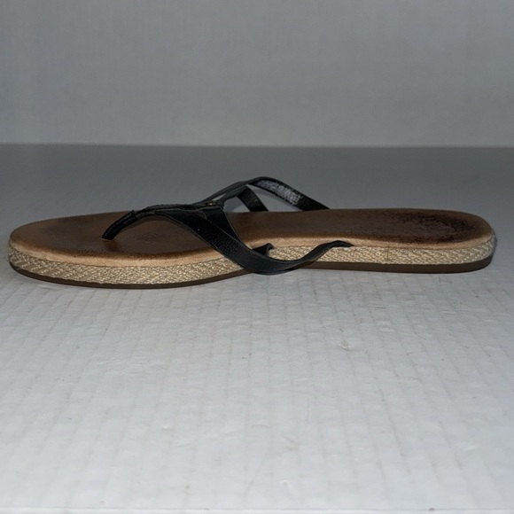 Ugg Black Leather Straps And Jute Flip Flop Sandals - Picture 5 of 12